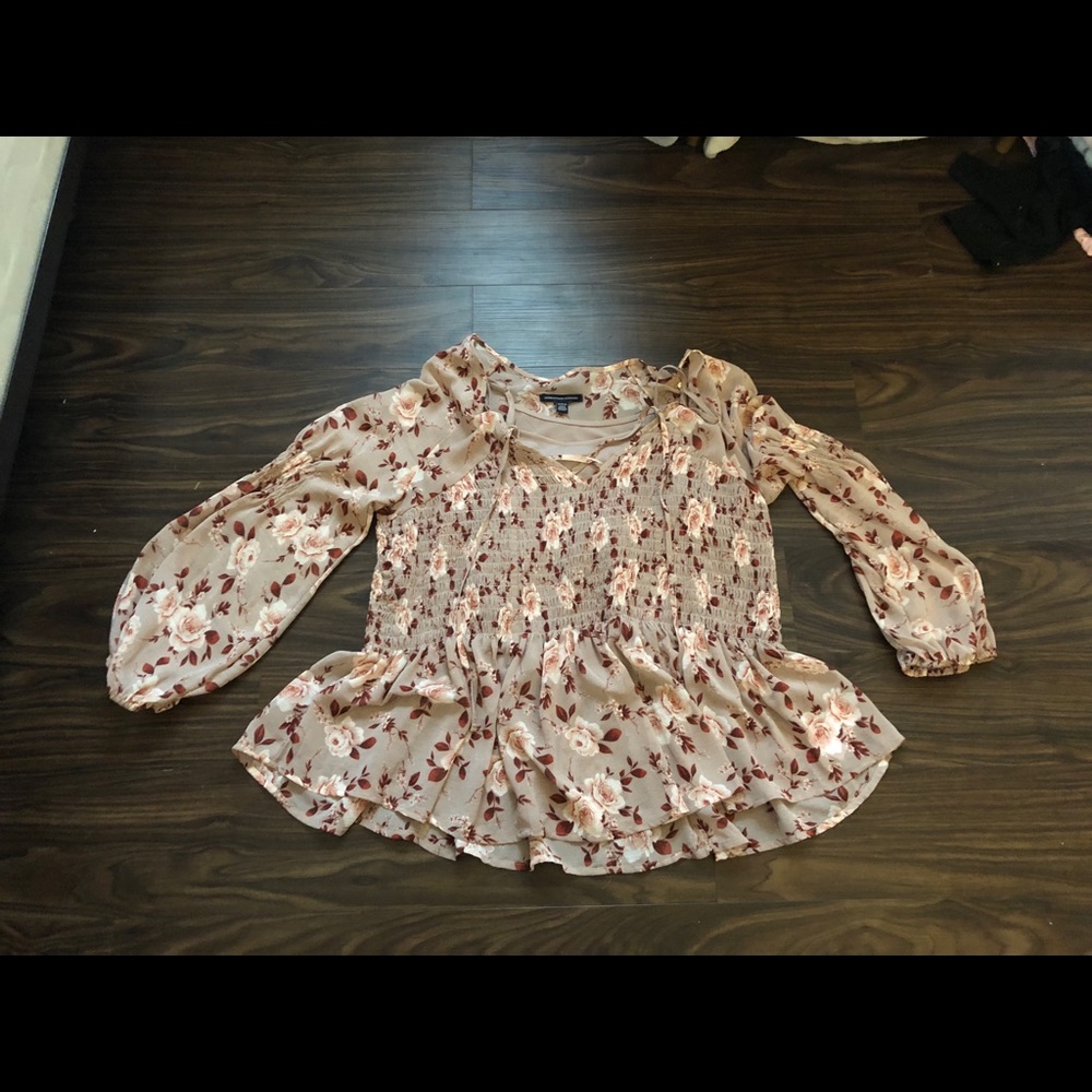 american eagle floral top with a built in camisole